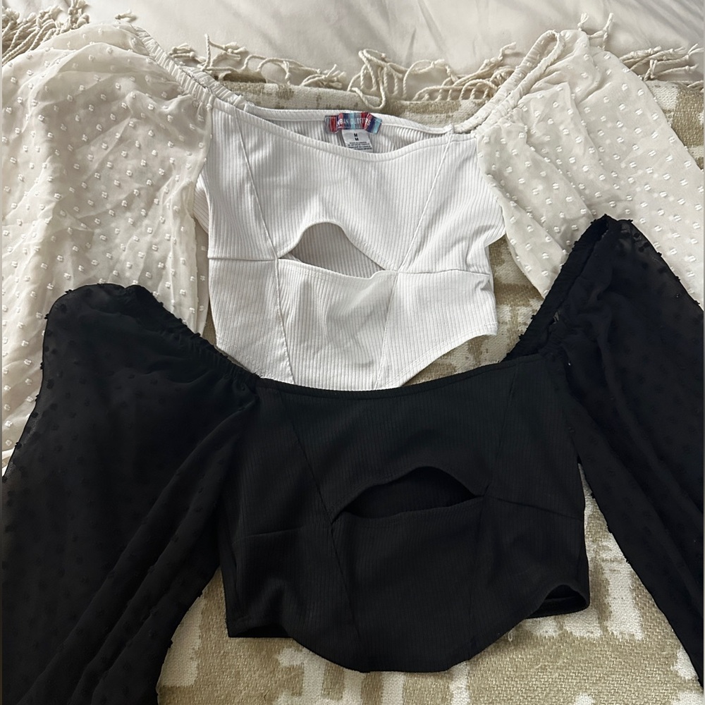 Urban Outfitters White and Black Crop Tops Bundle
